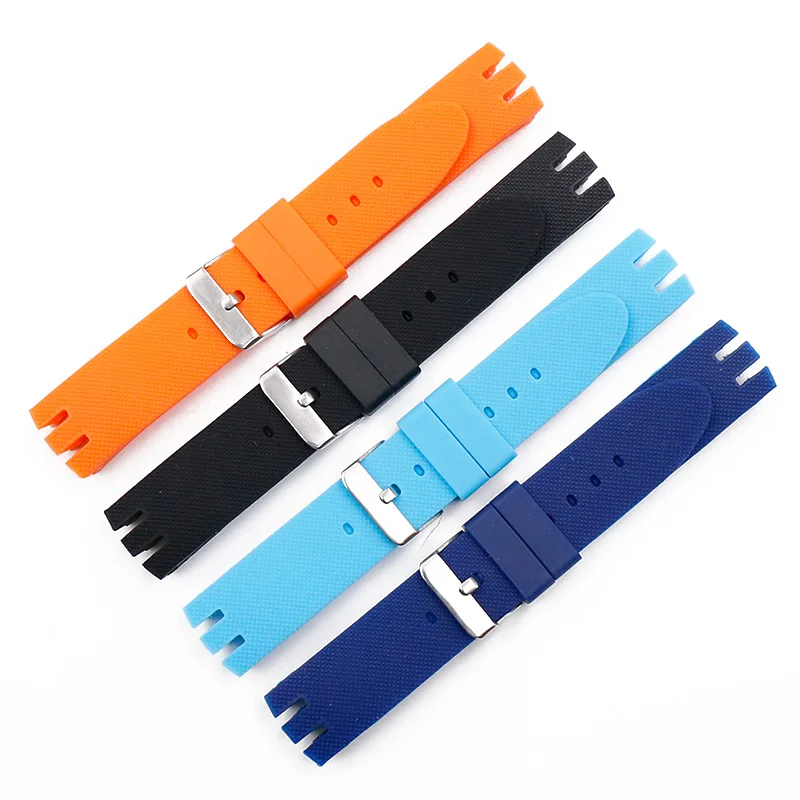 Watch Accessories Pin Buckle Silicone Strap Women Suitable for Swatch YTS401 402 409 713 YTB400 Rubber Strap Men Watch band