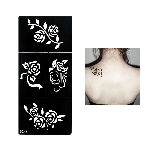 1 pc henna stencil tattoo waterproof temporary rose flower tattoo