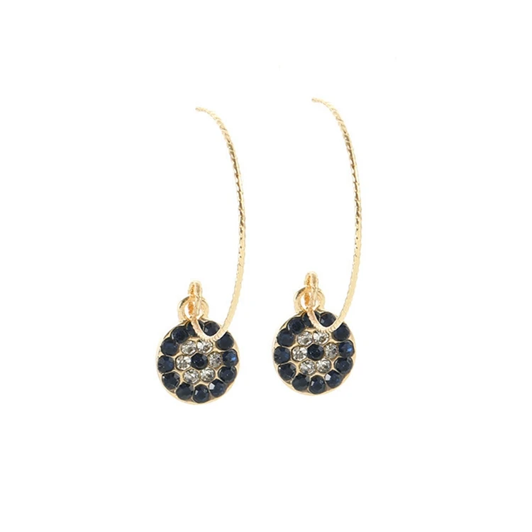 

2019 Hot Fashion White Crystal Pendant Round Hoop Earrings Metal Gold Statement Earrings for Women Girls Gifts Oorbellen Brincos