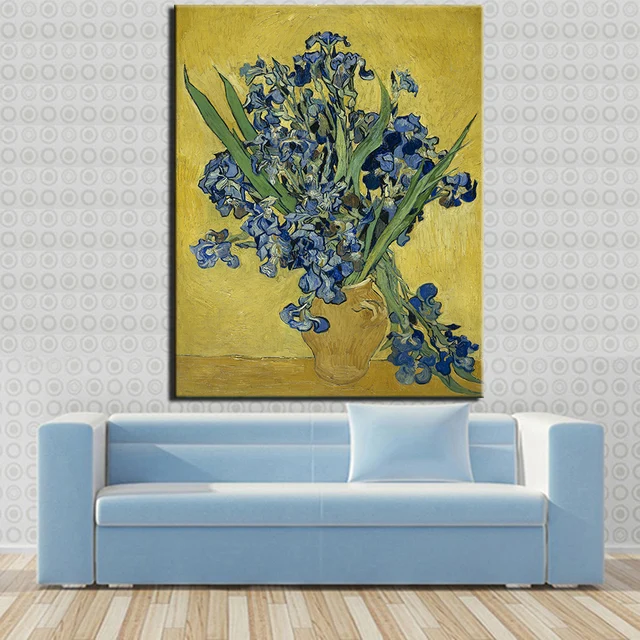 free shipping home printed vase of blue flower oil painting canvas
