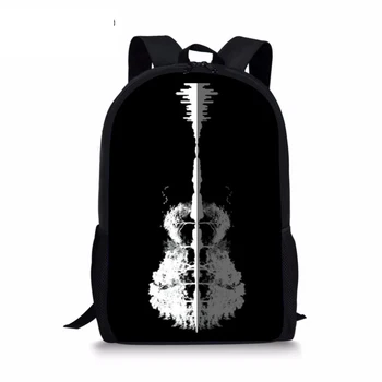 

Women Black Backpacks Starry sky Guitar Printing Men Cool Children Pencil Messenger for Boys Suit Custom Travel Laptop Backpack