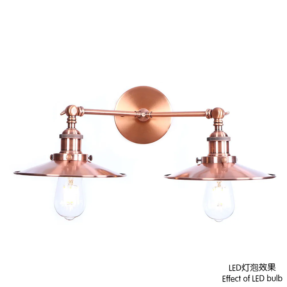 

Red bronze American Village Wall Lamp E27 Bulb with lampshade led wall lamp Iron Industrial Bedroom wall light RWL0012