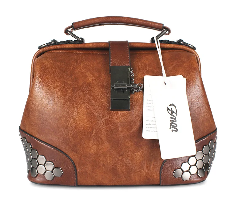 bolsa senhora pequenos sacos crossbody couro rebite médico c229