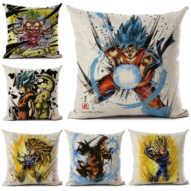 

Dragon Ball Pillow Cover Linen Anime Printed Cushion Cover Car Sofa Decorative Pillowcase Home Decoration Throw Pillows 45*45cm
