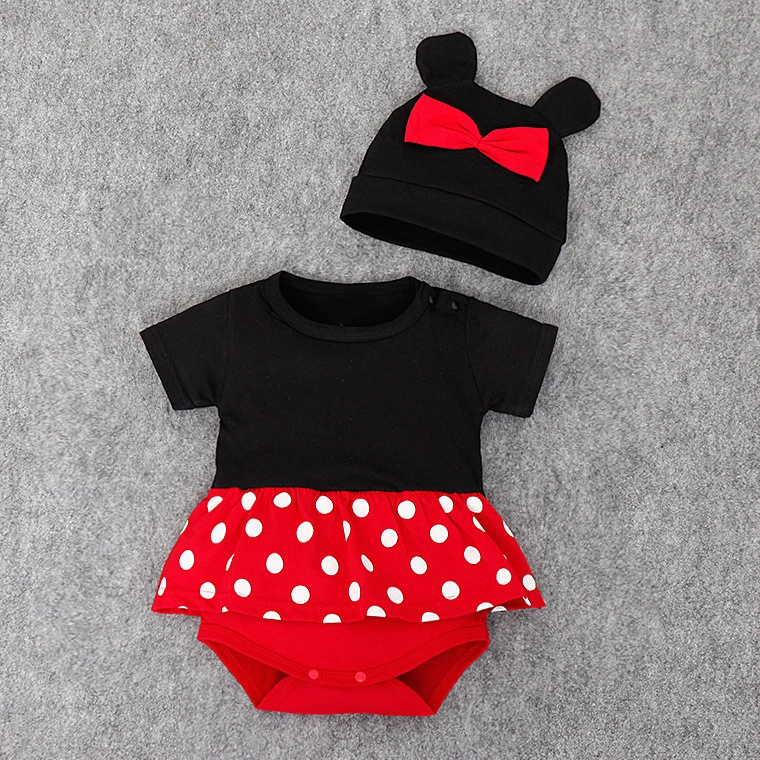 Macacões dos Desenhos Macacão + Chapéus Verão Bebê Meninos Meninas Roupas Recém-nascidos Animados Bonito Algodão Infantil Traje Bc1145 2 Pçs - 0-24months 4 roupas recém-nascidos macacões dos desenhos animados bonito