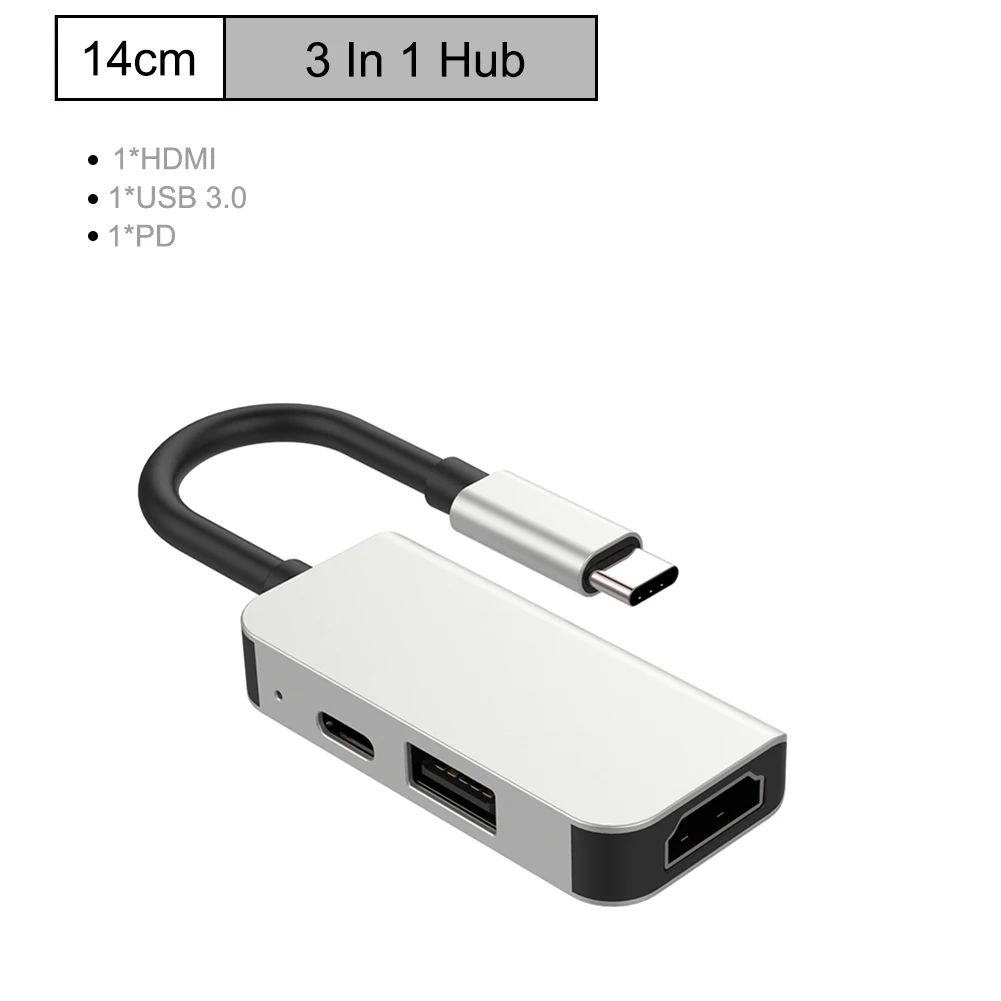 

USB C to HDMI 3 in 1 USB-C Hub Quick Charging Data Transfer USBC Multiport Adapter