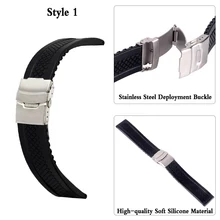 3 Estilos Sports Watch Band 20mm 22mm 24mm Fivela de Aço Cinta Macia da Borracha de Silicone Pulseira Pulseira de Pulso assista acessórios