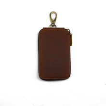 Joyir Натуральная кожаные бумажники, ключи Для мужчин сумка для ключей многофункциональный ключ чехол на молнии мини чехол для ключей коричневый