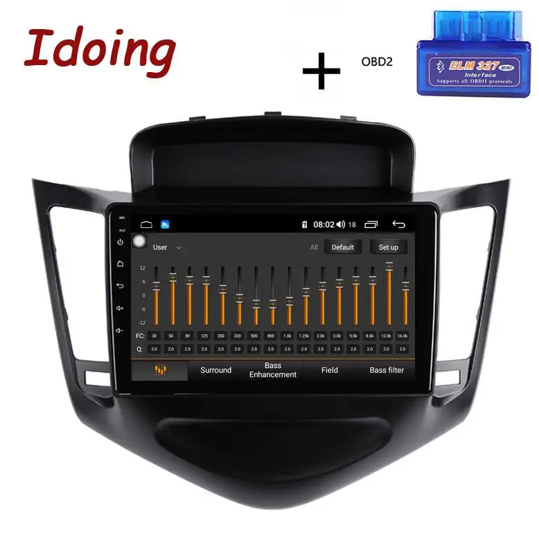 Idoing 9"4G+64G 2.5D IPS Octa Core DSP Car Android8.1 Radio Multimedia Player For Chevrolet Cruze 2008-2012 GPS Navigation Video - Цвет: Standard with OBD