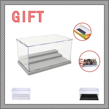 

[New] Display Case/Box Dustproof ShowCase Gray Base For Blocks Acrylic Plastic Building Block Display Box Gifts For Boys