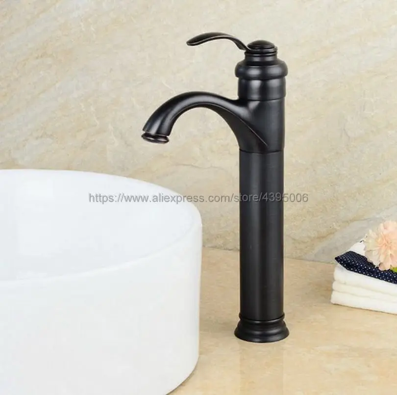 Basin Faucets Black Oil Rubbed Bronze Bathroom Sink Faucet Single Handle Vanity Sink Mixer Tap Deck Mounted Bnf227