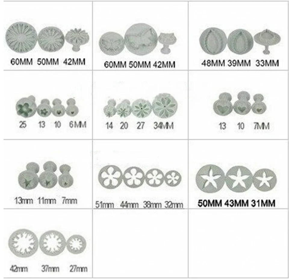 JINJIAN 33 шт./компл. Fondant(сахарная) печенье нож для разрезания торта штамп вырубки тиснением формы DIY Кухня инструменты для украшения выпечки, торта