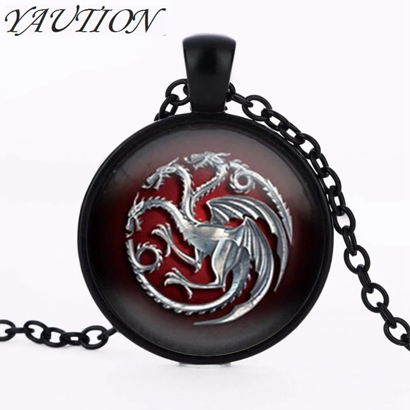 3 цвета стеклянный кулон игра трон famille Targaryen стекло фильм Чокер Ожерелье bijoux