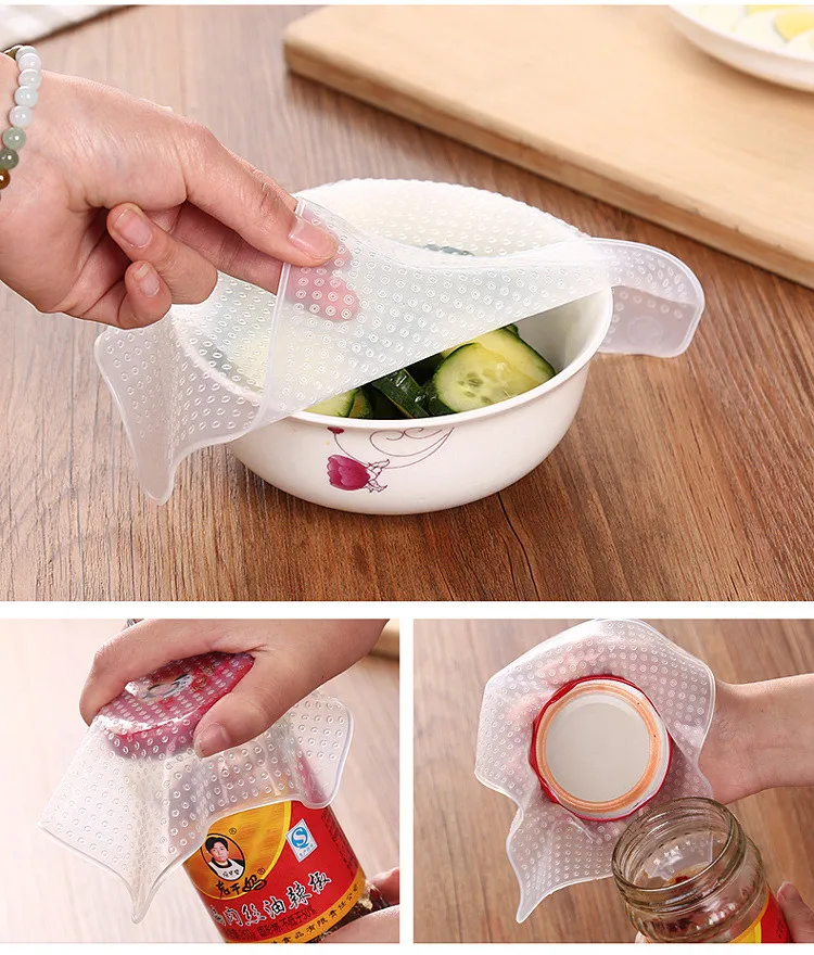 4PCS Silicone Cap Kitchen Foldable Food Cover Food Cover Umbrella (3)