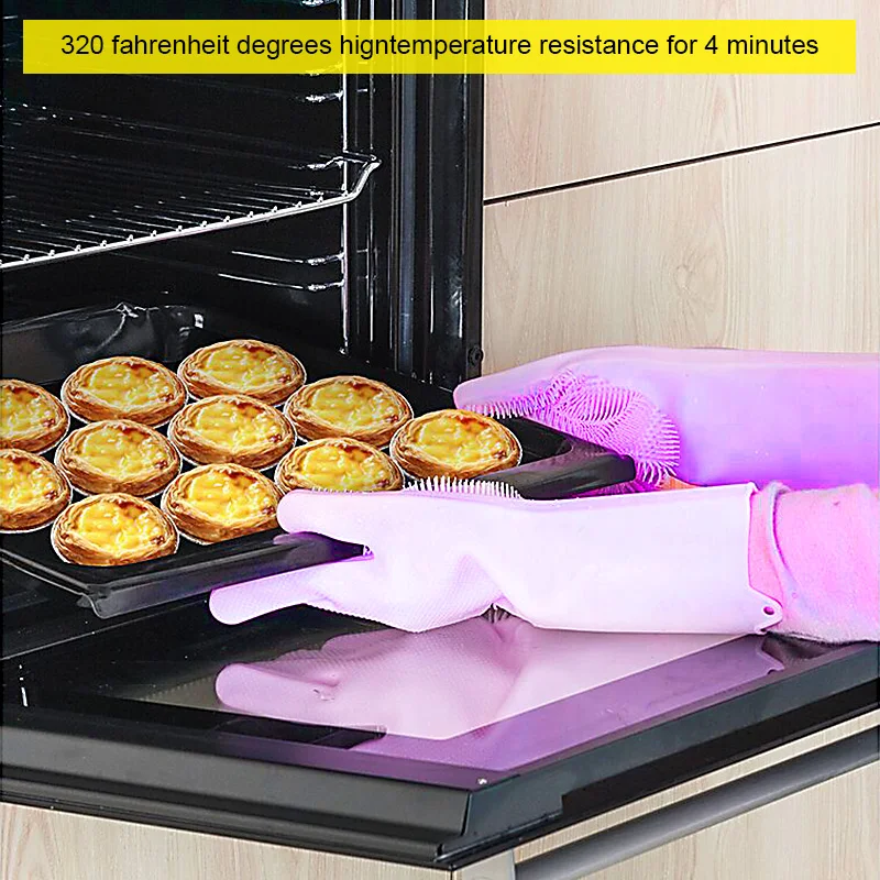 Magic Dish Washing Gloves, Silicone Cleaning Gloves, Kitchen Scrubber, Rubber, Household Cleaning Tool, Car Pet Brush, 1 Pairs