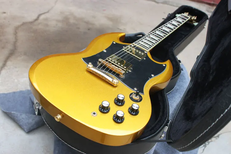 

Best Price Newest Golden Top SG Model silver hardware High Quality Electric Guitar HOT Free Shipping