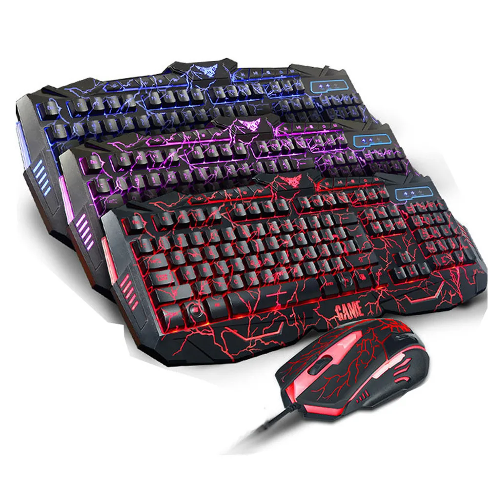 

2019 Stylish Ergonomic design LED Gaming Wire 2.4G keyboard And Mouse Set to Computer Multimedia Gamer for Windows 7/8/10