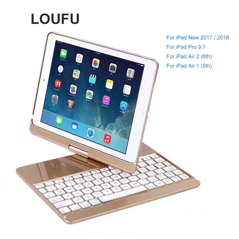 Loufu 360 вращения чехол для iPad 9,7 дюймов клавиатура Bluetooth Беспроводной для iPad 9,7 чехол с клавиатурой для iPad Pro/Air 2