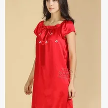 100 Натуральная шелковая детская юбка с короткими рукавами шелковое домашнее платье(резиновый красный