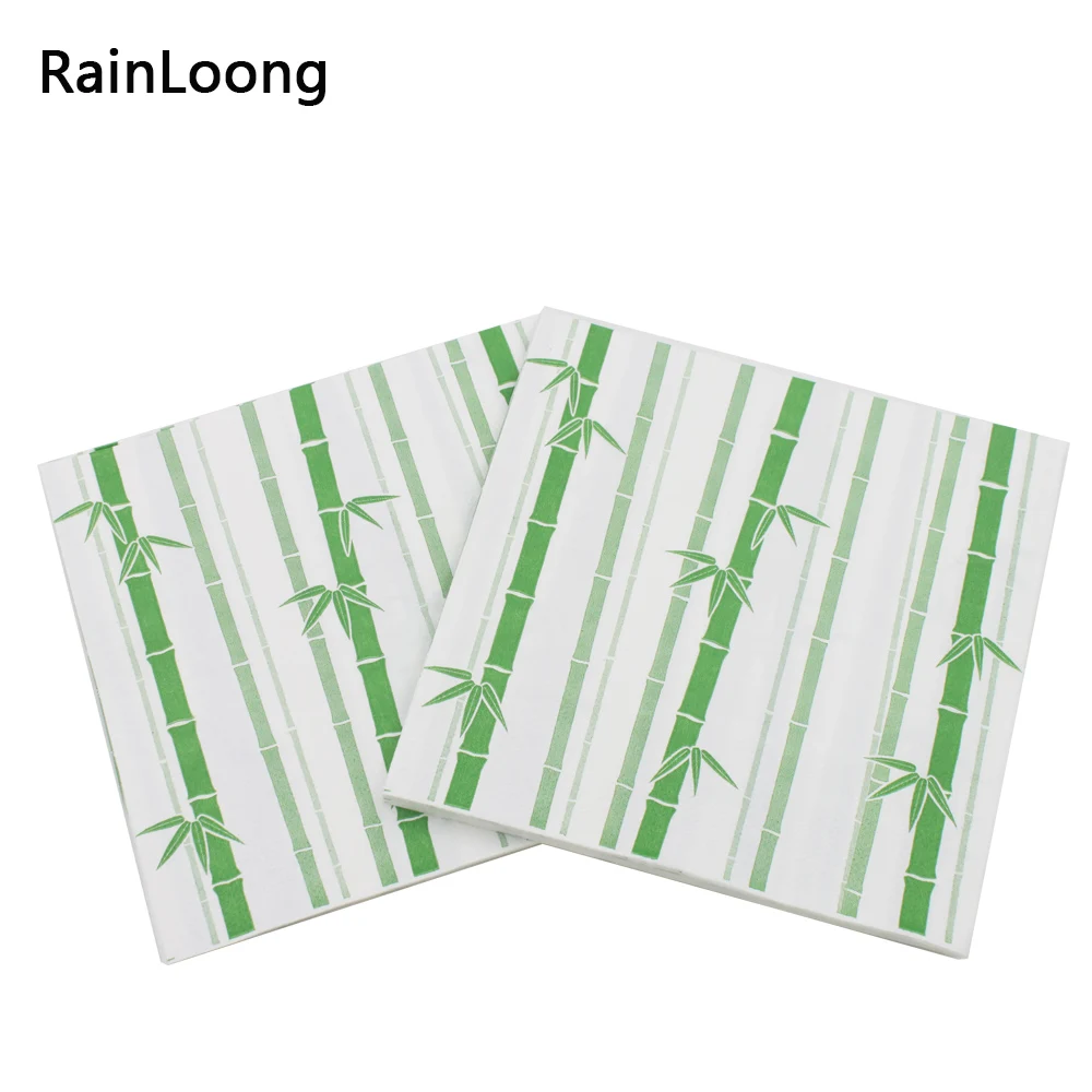 

[RainLoong] 3Plys Beverage Paper Napkins Bamboo Event & Party Tissue Napkins Decoration Serviette 33*33cm 5packs (20pcs/pack)