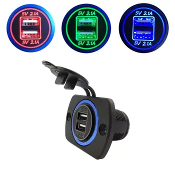 

DIY 12V 24V Dual USB Car Charger Power Adapter Panel 5V 2.1A for iphone Car Boat Marine Mobile Phone GPS Tablet