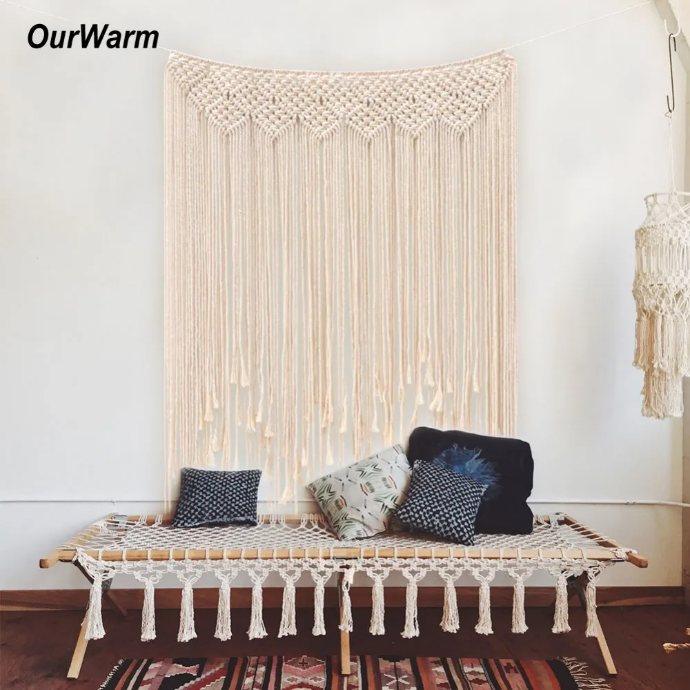 OurWarm 1*1,15 м Boho свадьба фон фотобанк хлопчатобумажной веревки кисточкой занавес макраме DIY комнатная настенная украшения