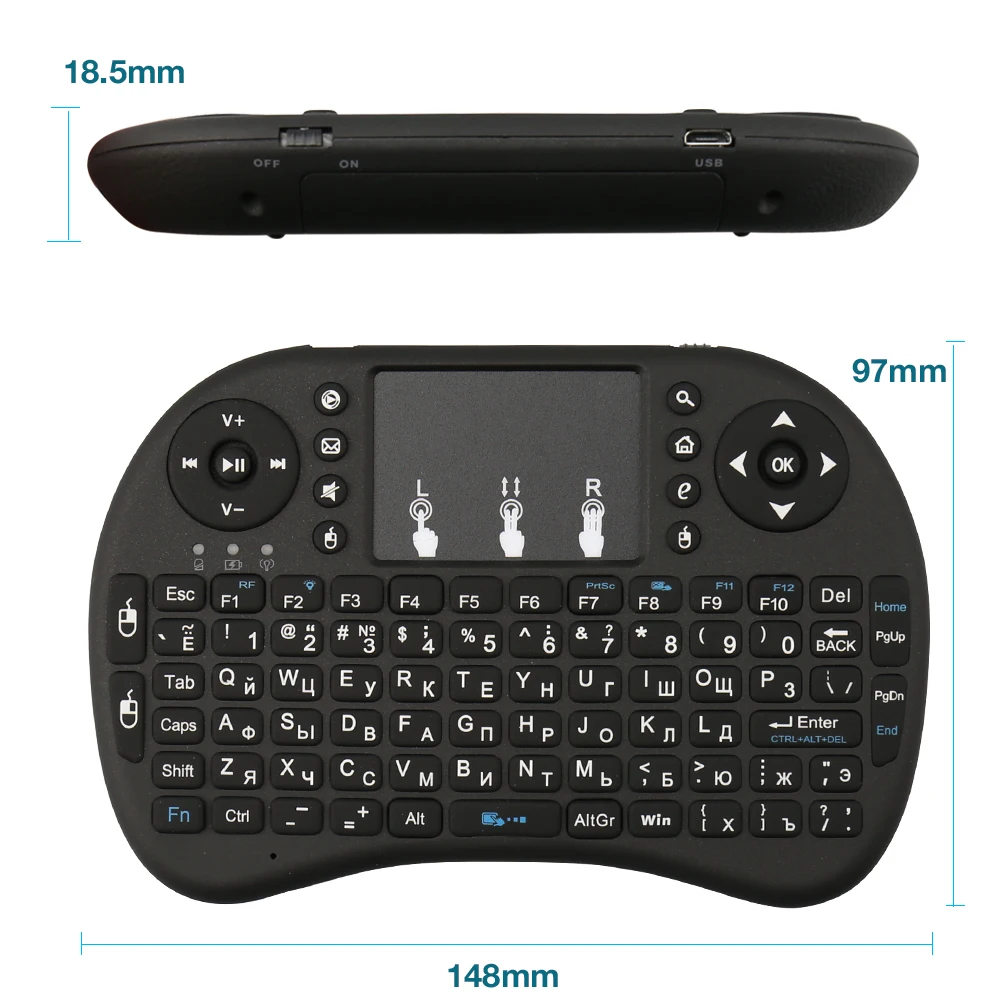 Оригинальная подсветка i8 английская русская 2,4 ГГц Беспроводная клавиатура Air mouse тачпад с ручной подсветкой для Android tv BOX Mini PC