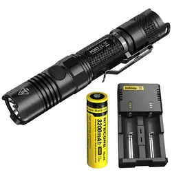 NITECORE P12GT + 18650 аккумуляторная батарея I2 зарядное устройство 1000Lms тактический фонарик на природе Рыбалка походы Охота Бесплатная доставка