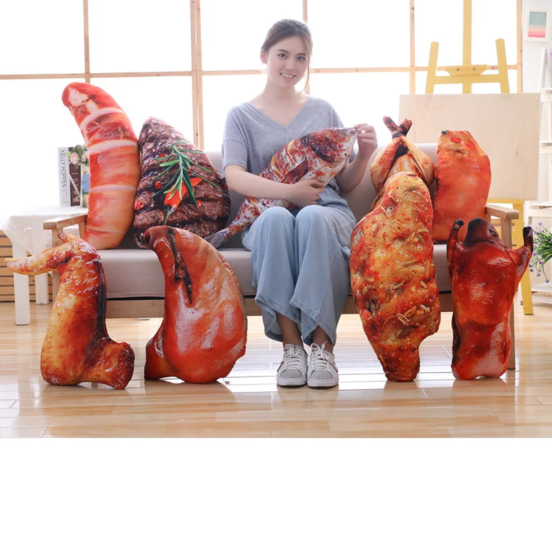 

Simulation Food Plush Pillow Roast Chicken/duck Steak Fish Stuffed Doll Plush Food Toy Funny Sofa Cushion Girl Kid Holiday Gift