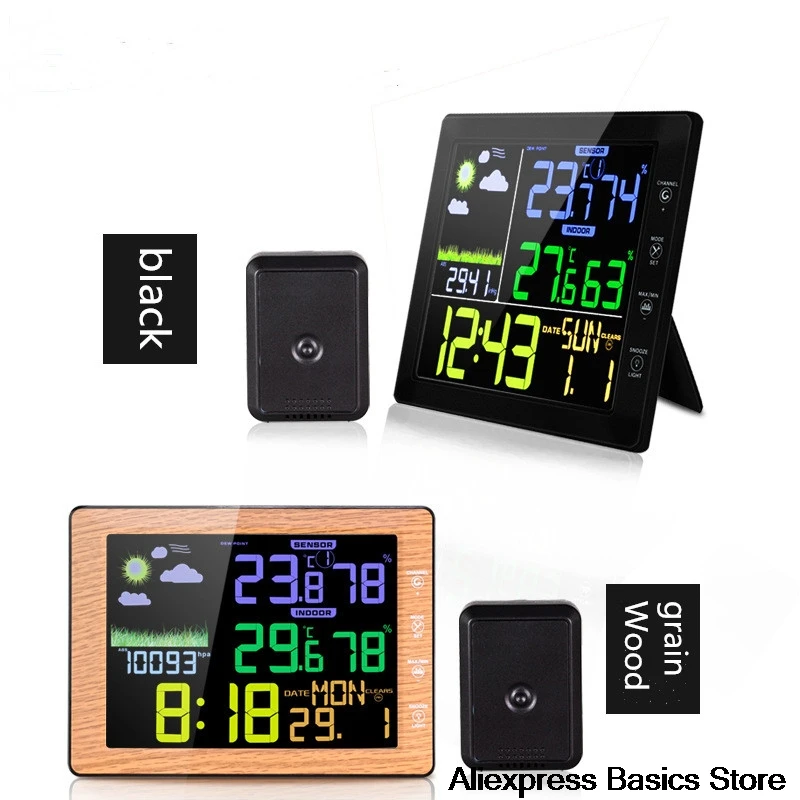 

New Weather Station Wireless Color Screen Voice Control Internal And Outdoor Sensor Thermometer Hygrometer Digital Alarm Clock