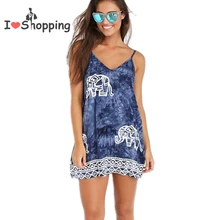 Women Elephant Print Cami Dress Floral Ethnic Casual Dresses Boho Gypsy ukraine longo Animal vestidos femininos vestido de festa