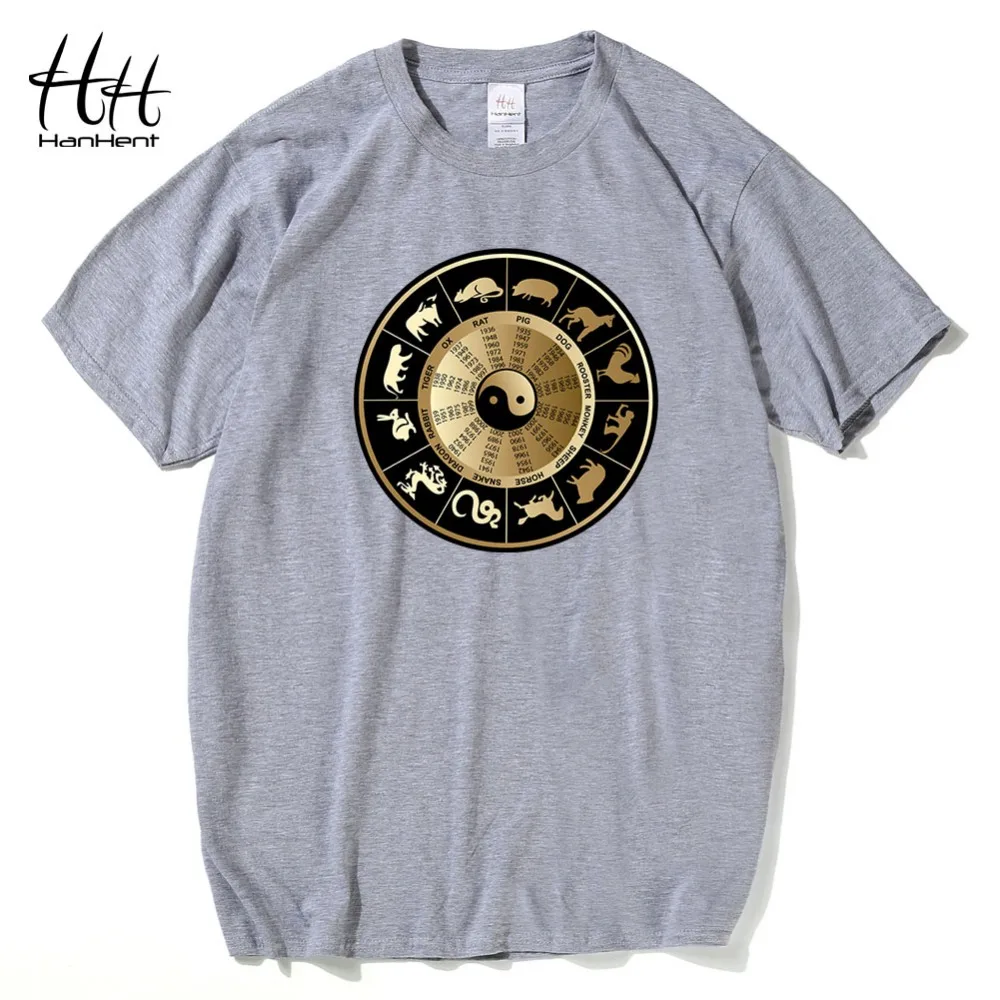 

HanHent 3D 12 Animals Wheel Tshirts Men Summer Fashion Cotton T-shirt Funny T shirt O-Neck Novelty Chinese Style Top Men Clothes