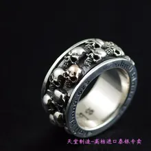 925 pure silver double circle exorcise evil spirits transport ring skull