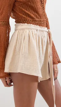 

Hot Sale 2019 Fashion Women Lace Up Casual Shorts Sashes Elastic High Waist Summer Shorts Belt Solid Loose Shorts