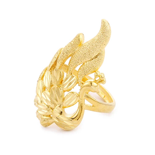 Ethlyn Дубаи прочное Золотое кольцо с павлином для женщин и девушек, свадебные подарки на день рождения, размер открывания, регулируемое кольцо R46 - Цвет основного камня: R46F