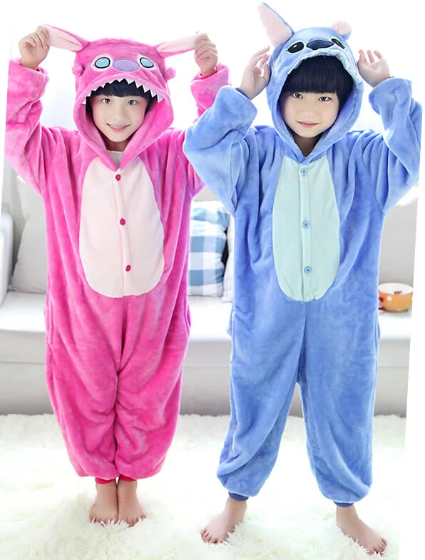 Lilo Stitch Flannel Costumes Jumpsuit For font b Children b font Kids Onesie font b Pajamas