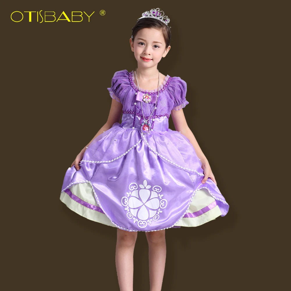 

High Quality Summer Fancy Sofia Princess Dress for Girls Kids Cartoon Aurora Birtyday Party Dresses Children Cinderella Gown Ho