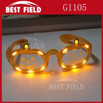 

Free shipping 12pcs/lot Orange pumpkin led Halloween flashing glasses for party halloween