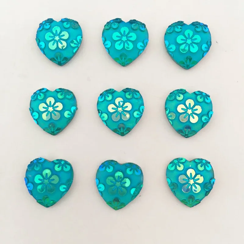 

Hot 60PCS 12mm AB Resin heart flower Flat back Wedding buttons Child craft DIY C187