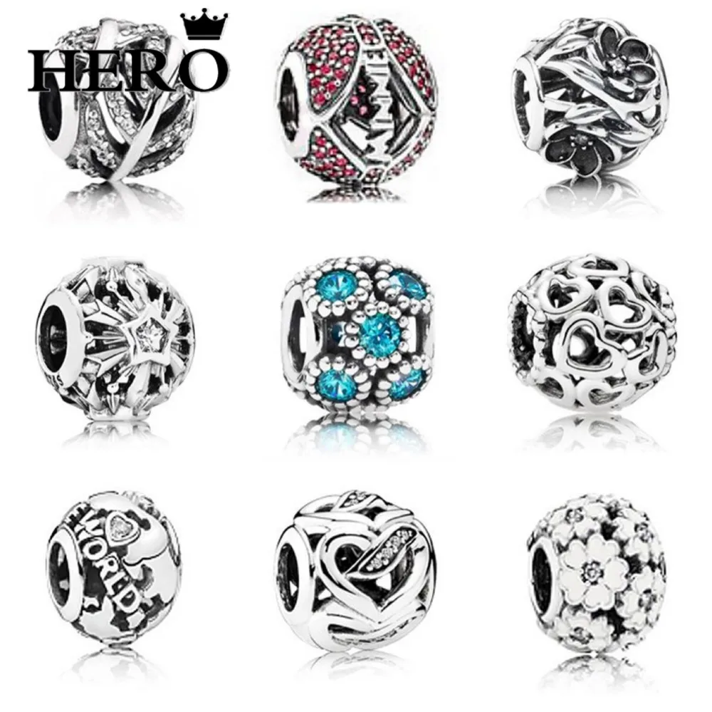 

HERO 100% 925 Sterling Silver Original Copy High Quality 1:1 Multi-Style Multi-Color Hollow-Out Love Beads Logo free mail