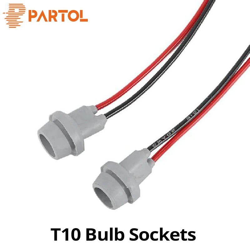 

Partol 2pcs T10 W5W W3W 147 152 158 159 161 168 LED Car Lamp Lights Bulb Sockets Adapters Extension Connector Plug Bulb Holder