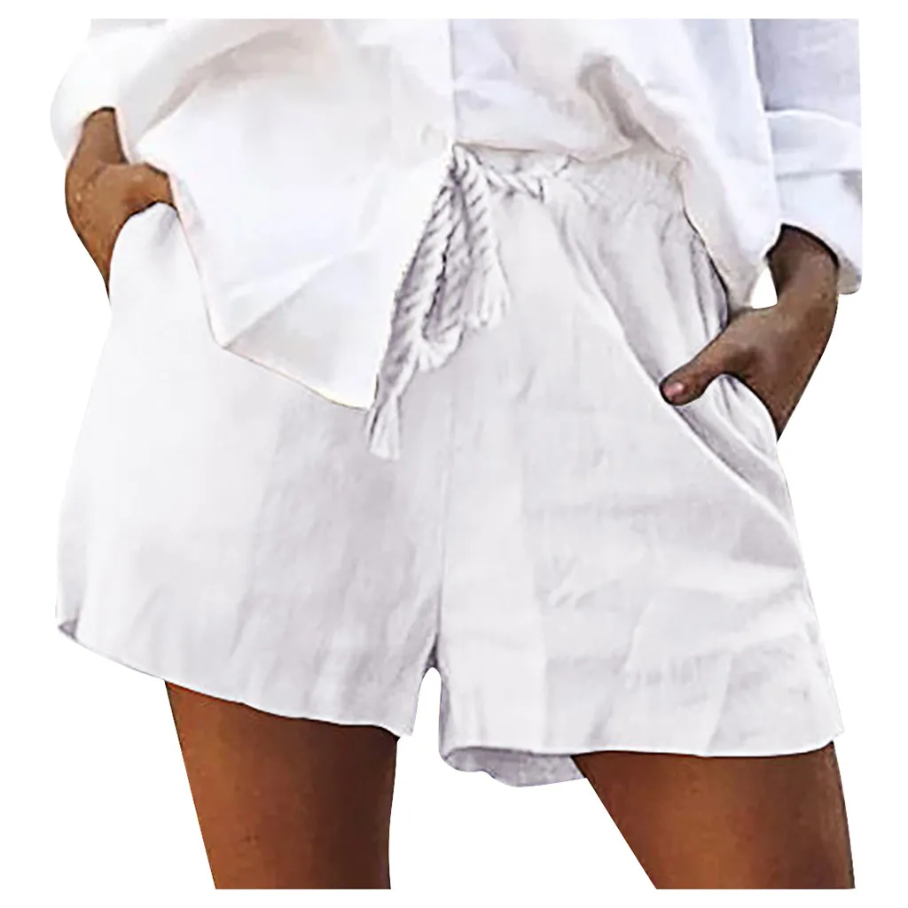 

JAYCOSIN Fashion Women Casual Solid Cotton Shorts Lace Up Loose Elastic Waist Polyester Plus Size summer Shorts hot June 18