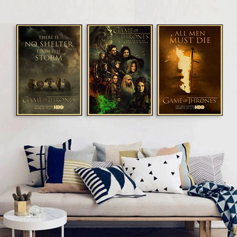 

Vintage Game of Thrones Series Poster Cafe Bar Painting Home Decor Retro Kraft Paper Wall Sticker
