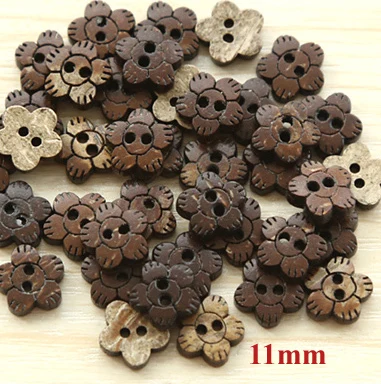 

50pcs/lot Flower design Natural coconut buttons,11mm button, accssories sewing (ss-1200)