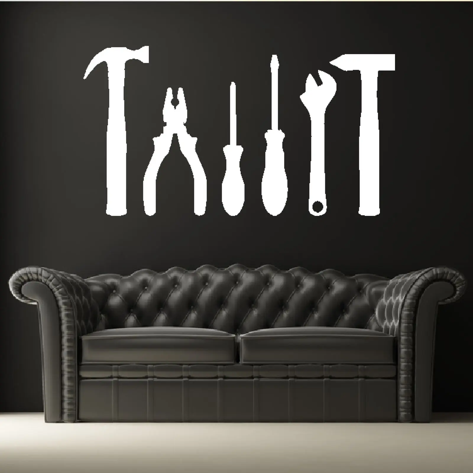 G300 Mans Tool Box Kit Set Hammer Pliers Wrench Wall Sticker Decor