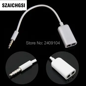 

SZAICHGSI 3.5mm Headphones Earphone Audio adapter 1 to 2 Splitter Cable white color good quality wholesale 100pcs/lot