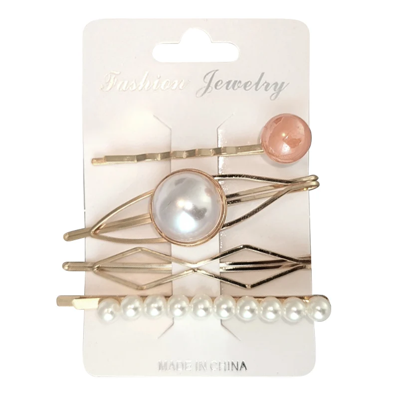 Wholesale 4Pcs/Set Fashion Small Fresh Women Metal Pearl Hairclip Beads Hair Clips Hairpins Simple Word Hairpin Headwear Wholesale 4Pcs/Set Fashion Small Fresh Women Metal Pearl Hairclip Beads Hair Clips Hairpins Simple Word Hairpin Headwear