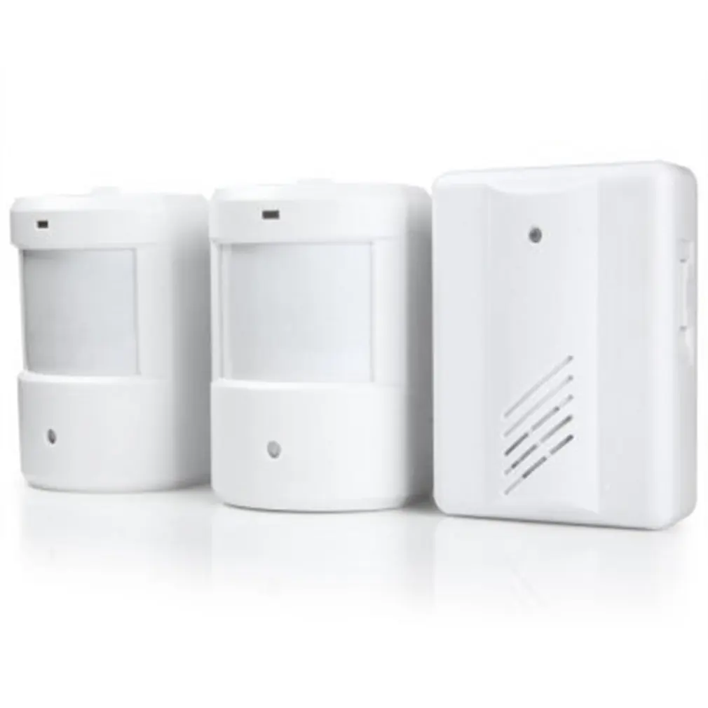 

2 Transmitter + 1 Receivers Wireless Doorbell Set Infrared Senser Battery Powered Electronic Door Bell White Quality