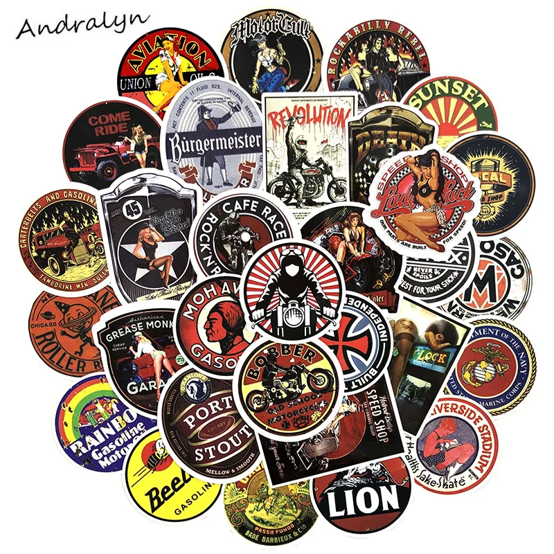 

90 Pcs/Set Vintage Motorcycle Girl Stickers Gran Torino Pattern For Skateboard Laptop Guitar Motocycle Luggage Laptop Stickers