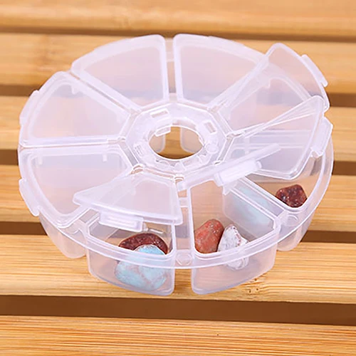 

Round Guitar Picks Jewel Fishing Case Storage Medicine Box 8 Grids Container smt 263